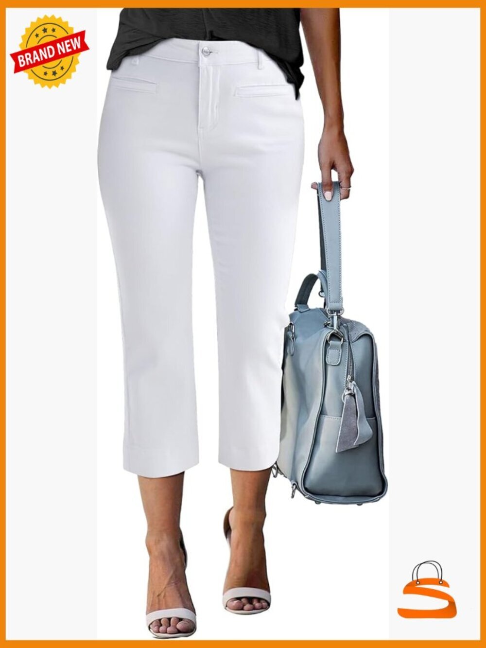 High Waisted Capri Jeans Straight Leg Stretchy Denim Cropped Pants